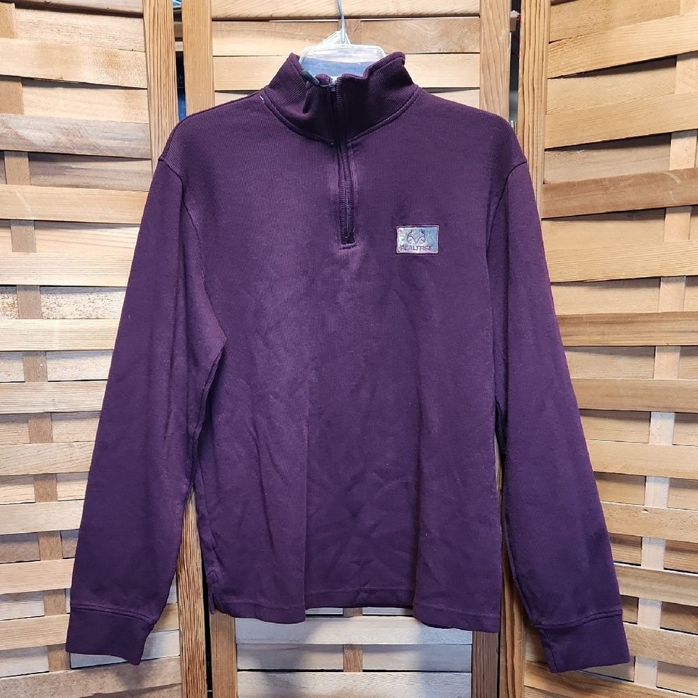 Realtree Purple 1/4 Zip Sweatshirt Women L Pullover Long Sleeve Cotton Polyester